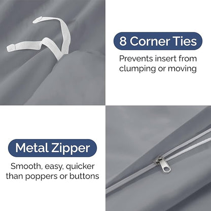 Duvet Cover Queen Size Set - Extra Soft Queen Duvet Cover 90" x 90" with 2 Pillow Shams - Hotel Luxury, Easy Care & Fade Free w/ Zipper Closures & Ties - All Season, Comfy & Breathable (Steel Blue)