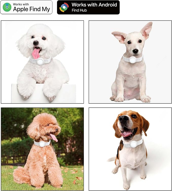 Silicone Dog Tracker Collar, Waterproof Bluetooth Pet Finder Works with Apple Find My & Google, Adjustable Collar for Small Dogs, Puppies & Cats, Fits 3.2”-14” Neck