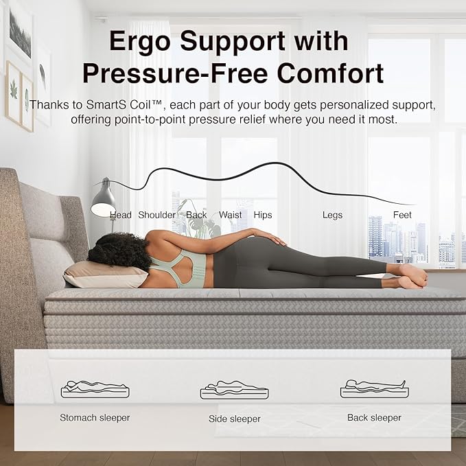 Novilla Queen Mattress, 10 Inch Queen Size Mattresses in a Box with Smarts™ Pocket Coil for Pressure Relief, Medium Plush Foam and Spring Hybrid Colchones with CertiPUR-US Certified