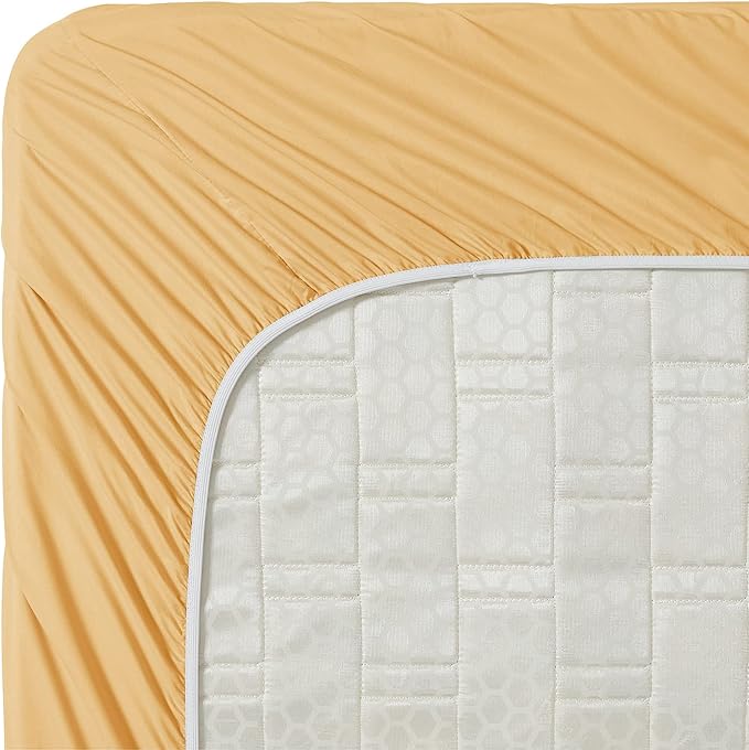 Clara Clark Split King 4Pc Bed Sheets Set, Deep Pocket, Microfiber, Breathable, Fade Resistant, Camel Gold