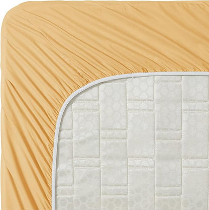 Clara Clark Split King 4Pc Bed Sheets Set, Deep Pocket, Microfiber, Breathable, Fade Resistant, Camel Gold