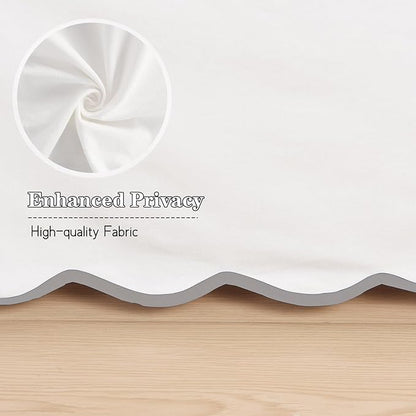 HIG Off White Chic Queen Bed Skirt - Easy Fit Scallop Edge Pleated Bedskirts, 14 Inch Drop Anti-Slip Dust Ruffle, Thick Fabric for Enhanced Privacy, Pre-Washed for Long-Lasting Use(N60022)
