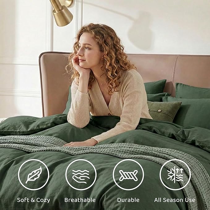 WRENSONGE Super King Comforter Set - 7 Pieces Deep Green Soft Bed in a Bag Super King with Fitted Sheet, Flat Sheet, 2 Pillow Shams, and 2 Pillowcases- Warm Bedding Sets for All Season