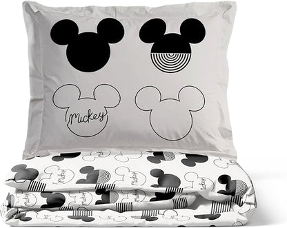 Jay Franco Kids Duvet Cover Set with Sham & Pillowcase – Ultra-Soft Bedding for Room Decor, Cover ONLY Comforter NOT Included, White - Mickey Mouse, 3 Piece Queen
