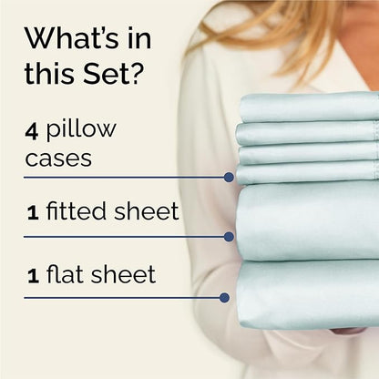 King 6 Piece Sheet Set - Comfy Breathable & Cooling - Ultra Soft Hotel Luxury Bedding Set w/ 8-16 Inch Deep Pockets - 1 Flat & 1 Fitted Sheet & 4 Pillowcases - Wrinkle Free and Easy Care - Ice Blue