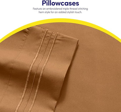 1500 Supreme Collection Full Sheet Sets Mocha Brown - Luxury Hotel Bed Sheets and Pillowcase Set for Full Mattress - Extra Soft, Elastic Corner Straps, Deep Pocket Sheets, Full Mocha Brown
