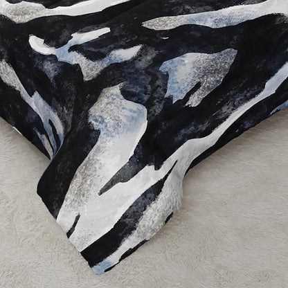 Tiger Stripe Comforter Set Twin Black and White Texture Bedding Sets 3PCS for Kids Teen Adult Boy Room Decor Ultra-Soft Lightweight Microfiber 1 Comforter with 2 Pillowcases