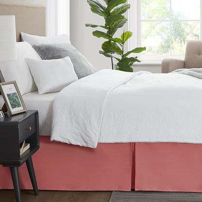 Nestl Pink Clay Twin Bed Skirt - Twin Size Bed Skirt 14 Inch Drop - Brushed Microfiber Bed Skirts - Hotel Quality Pleated Bed Skirt - Shrinkage & Fade Resistant