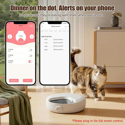 WiFi Automatic Wet Food Cat Feeder with App Control, Auto Refrigerated Wet Foods Feeder for Cats Dogs 4 Meal Timed Fresh Foods Dispenser with 2 Ice Packs for Kitty Puppy Automatic Cat Dog Food Bowl