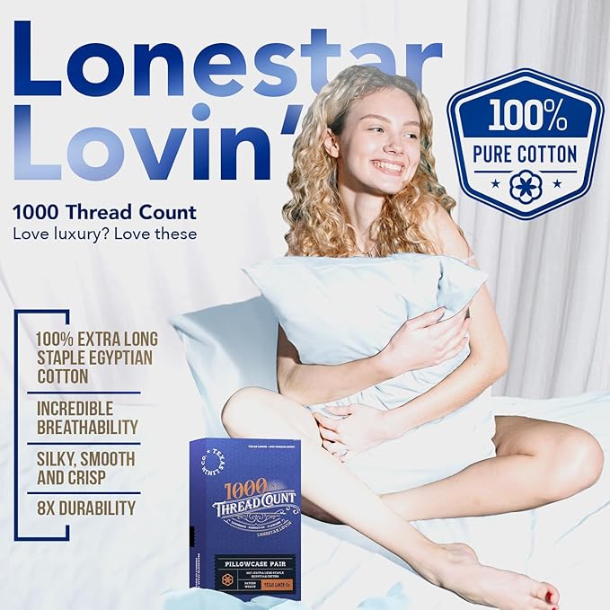 TEXAS LINEN CO. 100% Egyptian Cotton King Size Pillow Cases Set of 4 - Luxury High Thread Count Cotton Pillowcases (2 Pair, Dark Grey), Silky Soft, Cooling, Extra Long Staple Hotel Quality Pillow Case