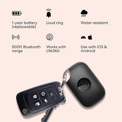 Life360 Tile Pro - Powerful Bluetooth Tracker, Key Finder and Item Locator for Keys, Bags and More. Both iOS and Android Compatible. Phone Finder. 1-Pack (Black)