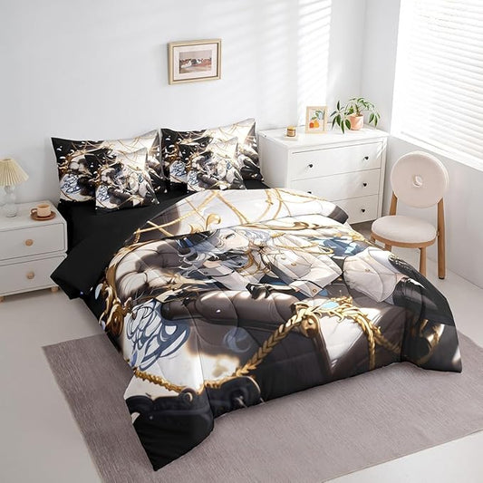Erosebridal Anime Girl Full 7 Piece Bedding Set for Kids, Kawaii Japanese Anime Bed in A Bag Cartoon Girl Comforter Set with Sheets for Girls Boys Teens Men Room, Japanese Animation Bed Sets