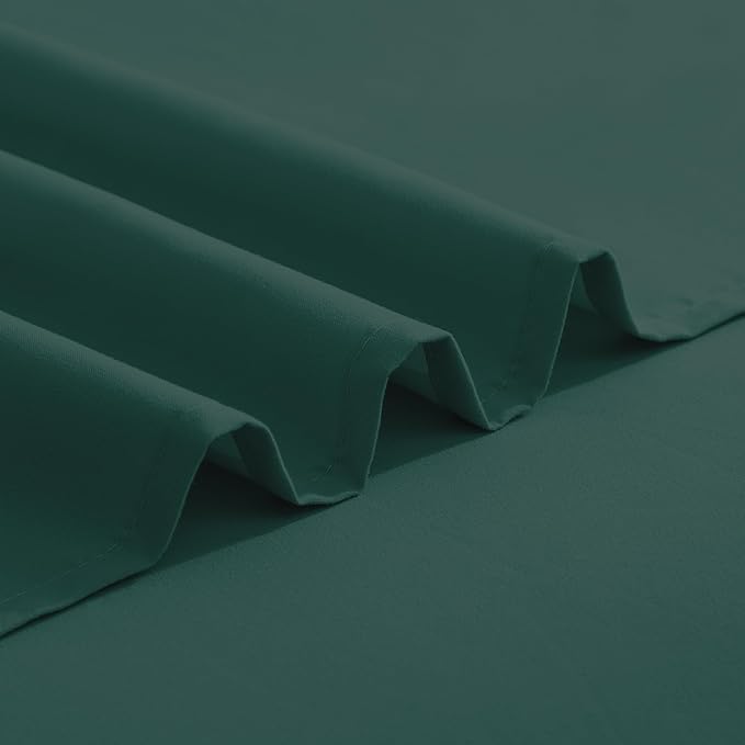 Elegant Comfort Luxurious 1500 Premium Hotel Quality Microfiber Three Line Embroidered Softest 4-Piece Bed Sheet Set, Wrinkle and Fade Resistant, King, Hunter Green