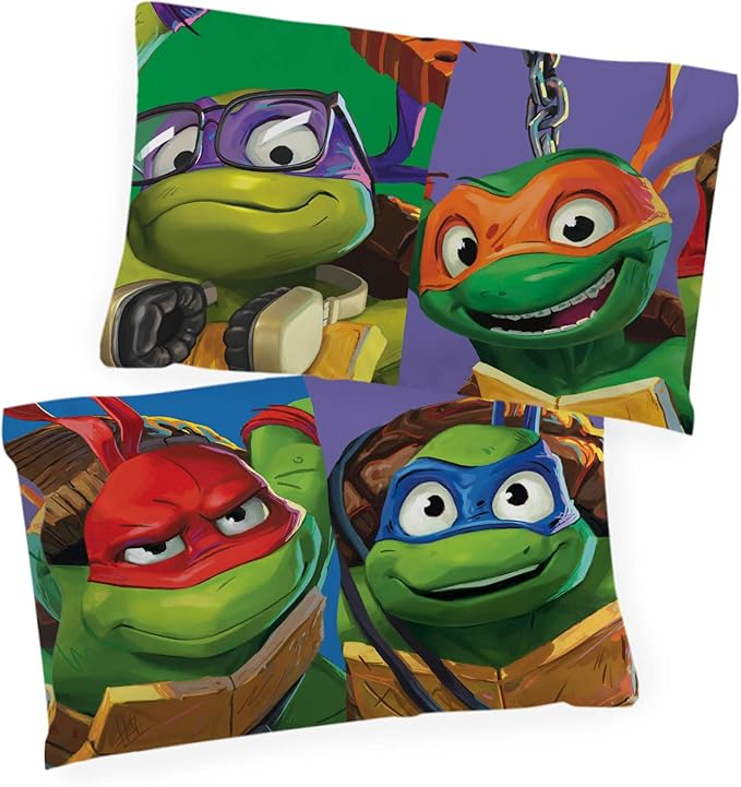Jay Franco Nickelodeon Teenage Mutant Ninja Turtles Good Fight 1 Pack Reversible Pillowcase - Double Sided Pillow Cover, Kids Super Soft Bedding
