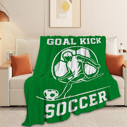 Soccer Blanket Super Soft Warm Fluffy Fleece Flannel Ball Sports Throw Blanket Cozy Fuzzy Plush Stuff Bedding Blankets Gifts for Teens Boys Kids Women Girls Adults 50"X40"