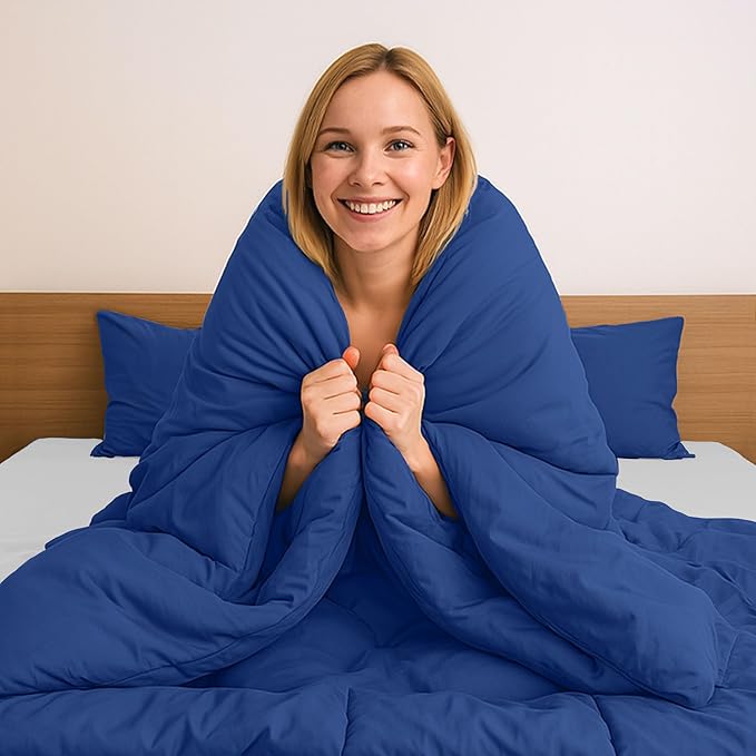 Pure Bedding Duvet Cover Full Size - 3 Pieces Extra Soft Bedding Set, Includes 1 Duvet Cover 80x90 Inches with Zipper Closure & 2 Pillow Shams, Comforter Not Included, Navy