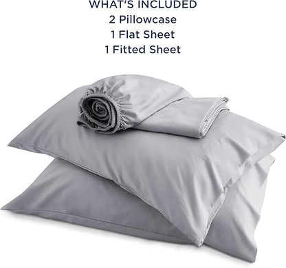 Bedsure Queen Sheet Set, Rayon Derived from Bamboo, Cooling Sheets, Deep Pocket Up to 16", PureWoven, Breathable & Soft, Hotel Luxury Silky Bedding for Hot Sleepers, Silver Grey