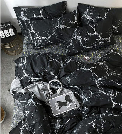 CLOTHKNOW Black Marble Comforter Set California King Black White Bedding Sets Abstract Comforter with 2 x Pillow Cases