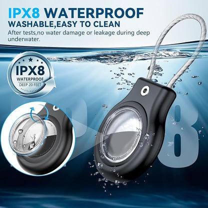 Waterproof Holder,4 Pack Case with Secure Lock, Keychain,Anti-Lost Protective Case Accessories for GPS Tracker Luggage,Key,Pet-Black/Blue/Orange/Yellow