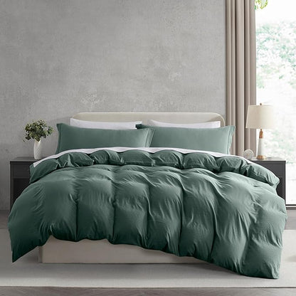 Nestl Twin Duvet Cover Set - Soft Prewashed Forest Green Duvet Cover Twin/Twin XL, 2 Piece, with Zipper Closure, 1 Duvet Cover 68x90 inches and 1 Pillow Sham