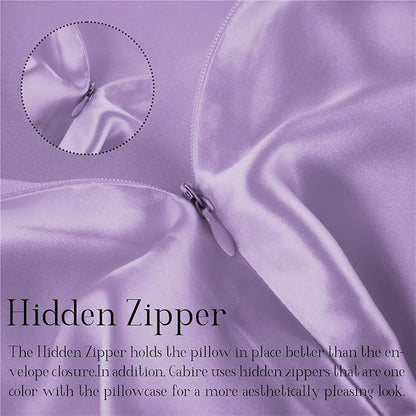 Mulberry Silk King Size Pillow Cases Set of 2, Ultra Smooth Soft Cooling Organic Silk Pillowcases with Hidden Zipper, Prevent Acne Silk Pillow Cases 2 Pack King (20"×36"), Lavender