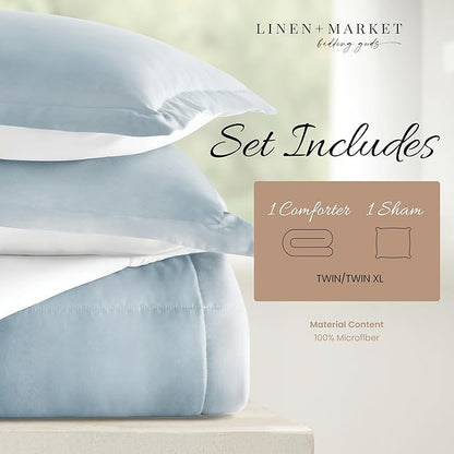 Linen Market Reversible Twin Size Comforter Set (2 Piece) - Bring Luxury Home with Our Soft and Lightweight Down Alternative Comforter Twin Set - This Includes Your Twin Comforter and 1 Pillow Sham