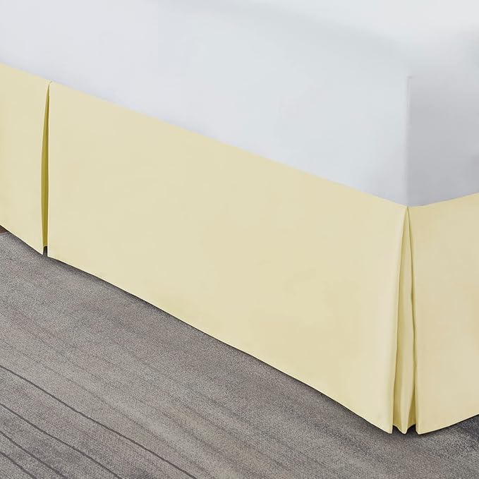 Nestl Vanilla Yellow Bed Skirt Queen Size - Queen Bed Skirt 14 Inch Drop - Brushed Microfiber Bed Skirts - Hotel Quality Pleated Bed Skirt - Shrinkage & Fade Resistant
