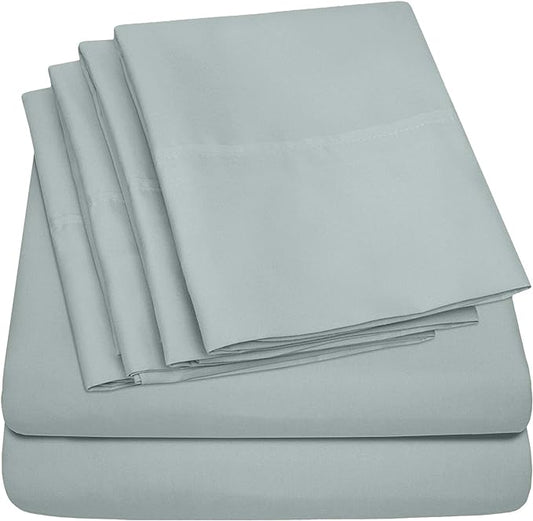 Sweet Home Collection 6 Piece Bed Sheet Set, RV Short Queen, Slate