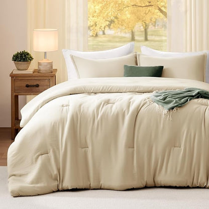California King Comforter Set Linen,3PCS Soft Lightweight Breathable Bedding Comforter for All Season, Calking Size(104''×96'' Comforter & 2 Pillowcases)
