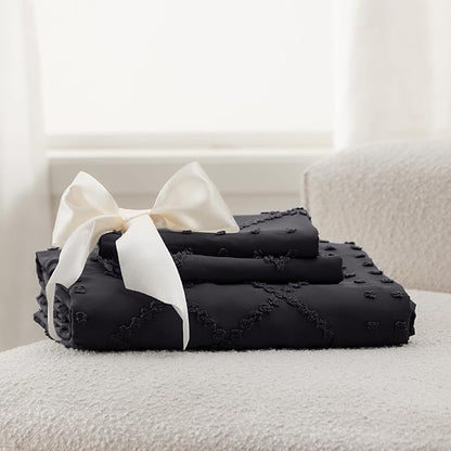 Bedsure Boho Duvet Cover King Size - Black Breathable & Soft Boho Bedding, Machine Washable Comforter Cover for All Seasons, Includes 1 Duvet Cover 104"x90" with 2 Pillow Shams & Zipper Closure