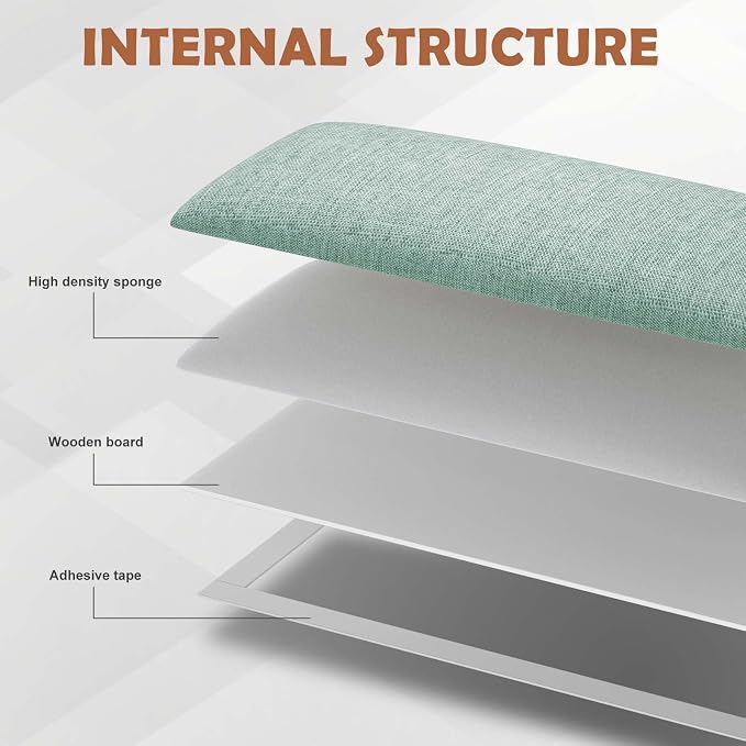IFNOW Wall Mounted Headboard, Peel and Stick Panels, Grass Green, King | 3D Soundproof Acoustic Padding, Reusable and Removable Tufted fabric Bed Headboard for bedroom (12 Panels, 10" x 24")