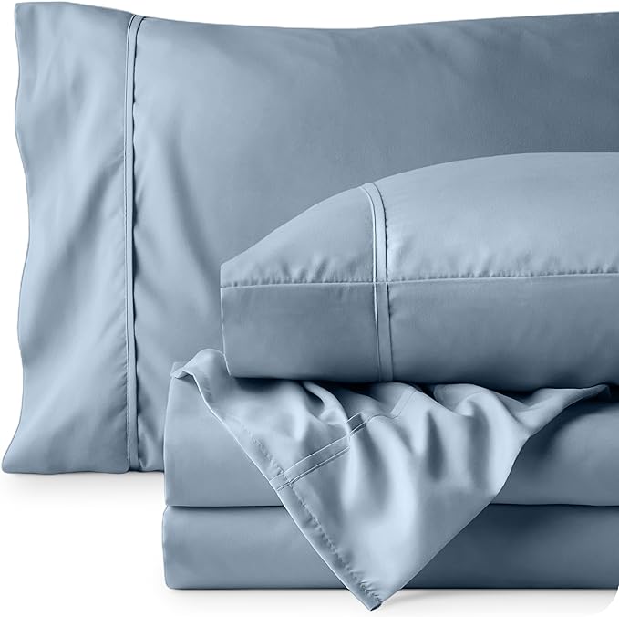 Bare Home Twin Sheet Set - 1800 Ultra-Soft Microfiber Twin Bed Sheets - Double Brushed - Deep Pockets - Easy Fit - 3 Piece Set - Bedding Sheets & Pillowcases (Twin, Dusty Blue)