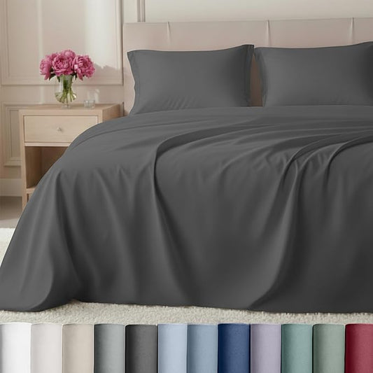 California Design Den Luxury 100% Cotton Sheets Queen Size - Buttery Soft 800 Thread Count Sateen, Deep Pocket Sheets, Durable Bedding Set - Grey