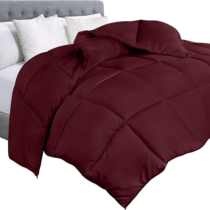 Utopia Bedding Comforter Duvet Insert, Quilted Comforter with Corner Tabs, Box Stitched Down Alternative Comforters Twin Size (Burgundy)