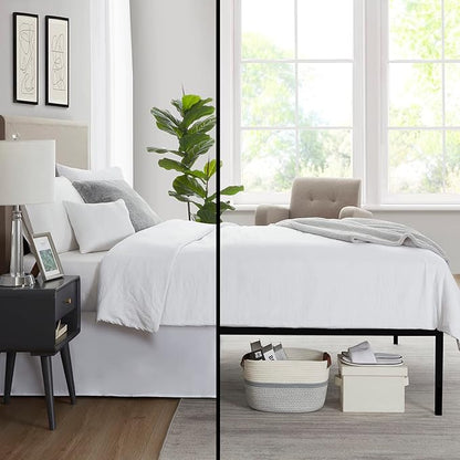 Nestl White Full XL Bed Skirt - Full XL Size Bed Skirt 14 Inch Drop - Brushed Microfiber Bed Skirts - Hotel Quality Pleated Bed Skirt - Shrinkage & Fade Resistant