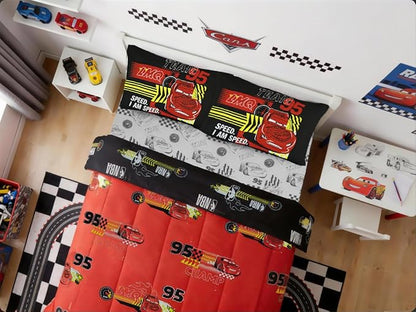 Northwest Disney Pixar Cars Full Size Comforter Set, 5 Piece Reversible Lightning McQueen Design Ultra Soft Fade Resistant Microfiber Kids Bedding Set, Officially Licensed