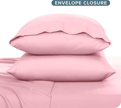 Bare Home Microfiber Pillow Cases - Toddler Size Set of 2 Cooling Pillowcases Double Brushed Light Pink Pack Easy Care (Toddler Pillowcase 2, Light Pink)