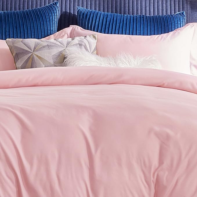 Bedsure Twin Duvet Covers Pink - Soft Brushed Microfiber 2 Pieces with Zipper Closure, 1 Duvet Cover Twin XL 68x90 and 1 Pillow Sham(No Comforter)