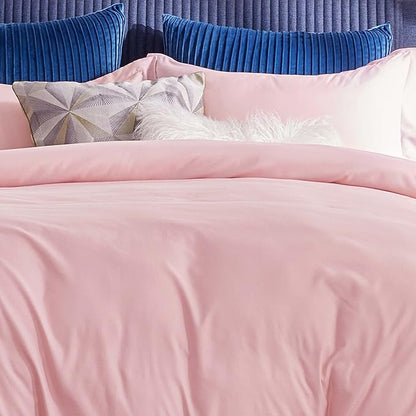 Bedsure Twin Duvet Covers Pink - Soft Brushed Microfiber 2 Pieces with Zipper Closure, 1 Duvet Cover Twin XL 68x90 and 1 Pillow Sham(No Comforter)