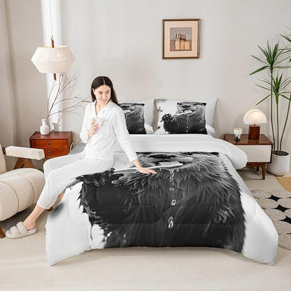 Erosebridal Sea Otter Bedding Set King Size Cute Animal Comforter Set for Kids Boys Girls Kawaii Marine Brush Teeth White Beige Grey Comforter Warm Soft Quilt Insert