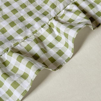 NSNLGSGC Sage Green Ruffle Gingham Comforter Set Queen, Pre-Washed Ruffled Plaid Checked Comforter Bedding, 3 Pieces Vintage Farmhouse Grid Bedding Set(Green Gingham, Queen)