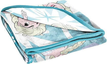 Jay Franco Kids Plush Throw Blanket – Soft & Cozy Fleece Throw for Bedroom & Couch Décor, Official Licensed Product, Blue - Frozen, 40x50 - Travel Blanket