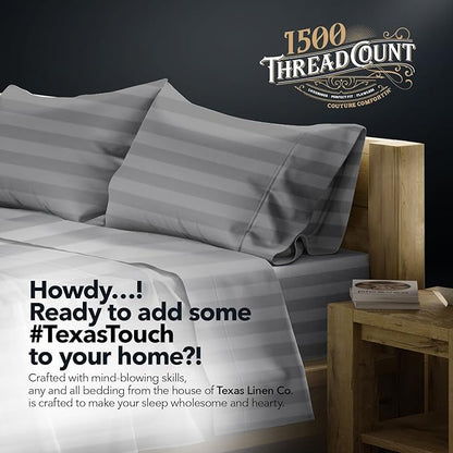 Texas Linen Co. 100% Egyptian Cotton Pillow Cases King Size Set of 2 - Luxury 1500 Thread Count Sateen Weave Dark Grey Stripe Pillow Cases, 5 Star Hotel-Quality Pillowcases, Fits King Size Pillows
