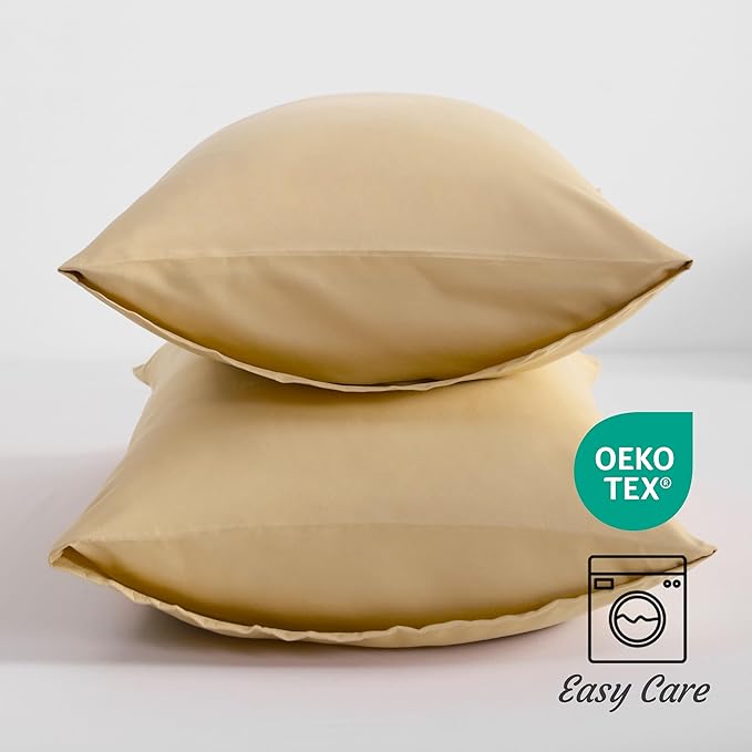 NTBAY Standard Pillow Cases Set of 2, 2 Pack Brushed Microfiber 20x26 Pillow Cases, Soft, Wrinkle, Fade, Stain Resistant Light Taupe Pillow Cases with Envelope Closure, 20x26 Inches, Light Taupe