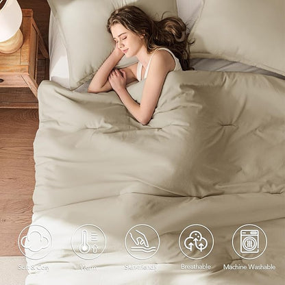 California King Comforter Set Linen,3PCS Soft Lightweight Breathable Bedding Comforter for All Season, Calking Size(104''×96'' Comforter & 2 Pillowcases)