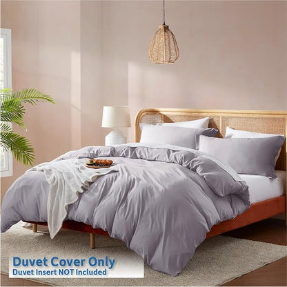 Nestl Twin Duvet Cover Set - Soft Double Brushed Grey Lavender Duvet Cover Twin/Twin XL, 2 Piece, with Button Closure, 1 Duvet Cover 68x90 inches and 1 Pillow Sham