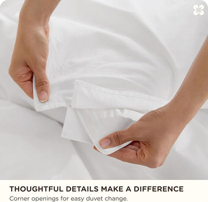 Bedsure Cotton Duvet Cover Full - Luxury Slub Weave 100% Cotton Duvet Cover Set, PureWoven Bedding Set with a Linen Like Textured, Easy Change, Bright White, 80" x 90"