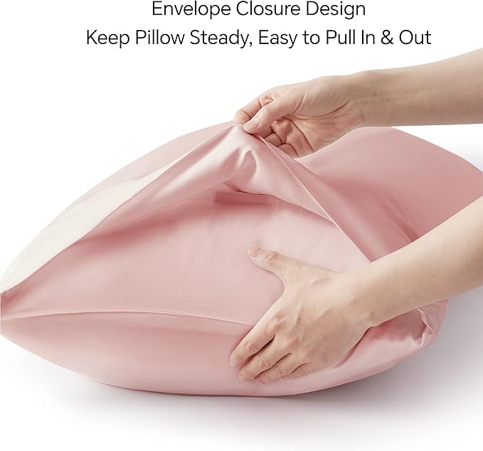 BEDELITE Pillow Cases Queen Size Set of 2, Rayon Derived from Bamboo, Cooling Pillow Cases for Hot Sleepers & Night Sweats, Breathable and Silky Soft Envelope Pillowcases(Coral, 20"x30")