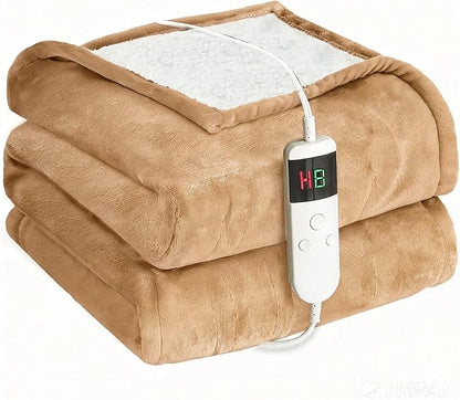 Electric Heated Blanket Twin Size 62''x84'' -Control Heating Blanket, Soft & Warm Flannel 10-Level Temperature Control, 8 Hours Auto Off, Rapid Heating & Overheat Protection