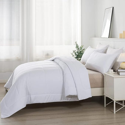 DOWNCOOL Queen Comforter Set -All Season Bedding Comforters Sets with 2 Pillow Cases-3 Pieces Bedding Sets Queen -Down Alternative White Queen Size Comforter Sets(88"x92")